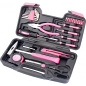 39 Teiliges Werkzeugset Werkzeugkoffer Werkzeugkasten Pink 