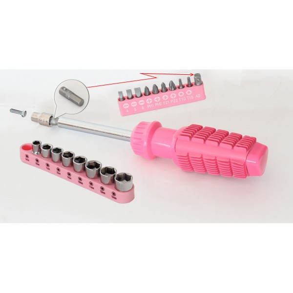 96 Teiliges Werkzeugset Werkzeugkasten Werkzeugkoffer Werkzeugkiste in Pink